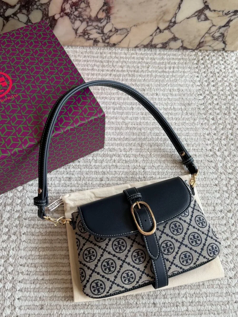 Tory Burch T Monogram Jacquard Flap Shoulder Bag